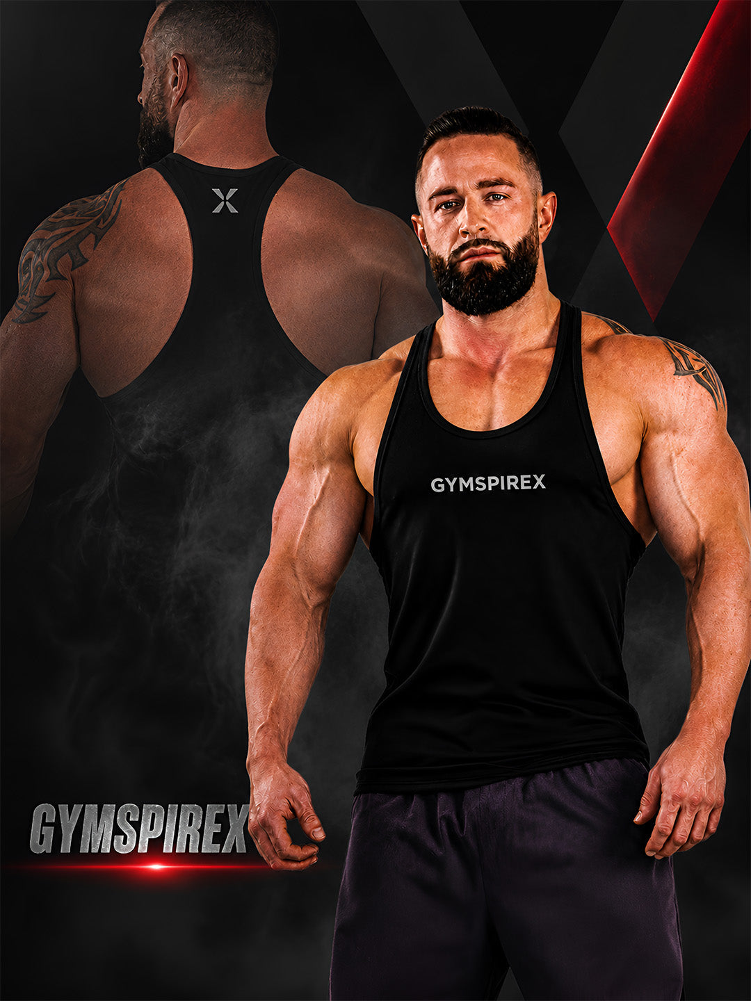 GymSpireX premium men's gym stringer for strength training