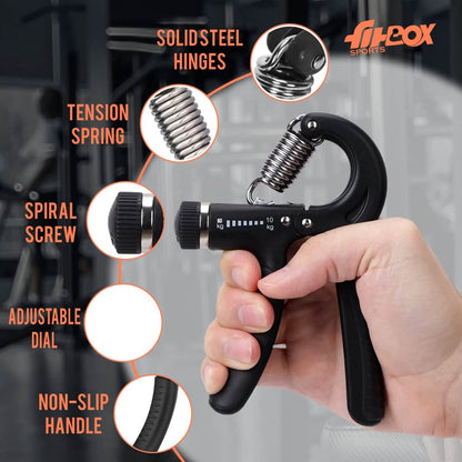 Adjustable Hand Grip Strengthener (10-60kg) – Forearm Exerciser with Counter